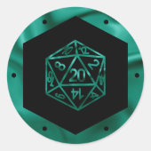 Sticker Rond Dés RPG | Emerald Imaginaire Tabletop Retro Gamer (Devant)