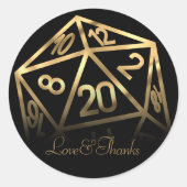 Sticker Rond Dés RPG | Imaginaire Or Tabletop PnP Gamer Personn (Devant)