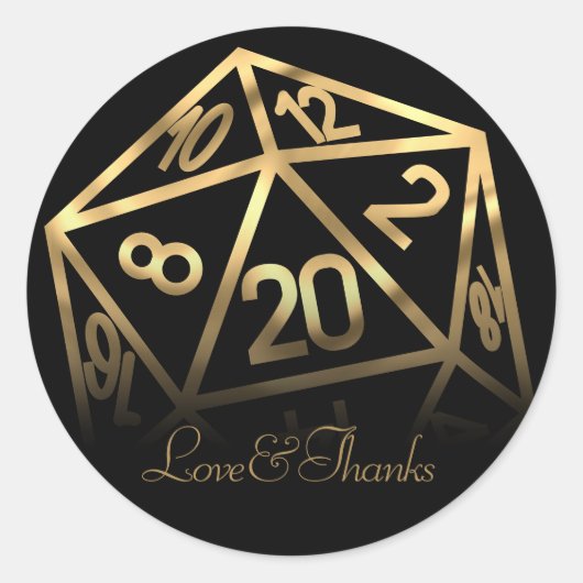 Sticker Rond Dés RPG | Imaginaire Or Tabletop PnP Gamer Personn (Devant)