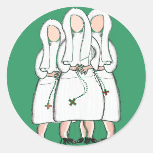 Sticker Rond Des Soeurs Dons "Trois Soeurs Cloîtrées" Design