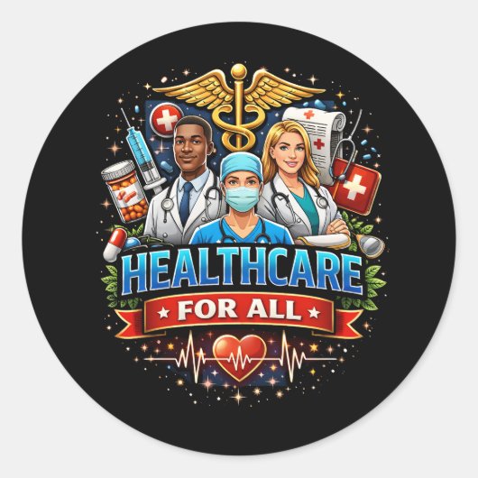 Sticker Rond Des soins pour tous (Devant)