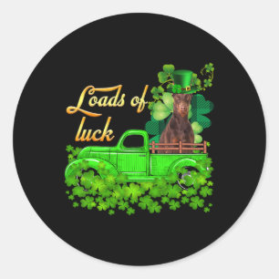 Sticker Rond Des tas de chance camion Doberman St Patrick's Day