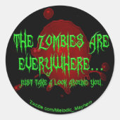 Sticker Rond Des zombies partout ! (Devant)