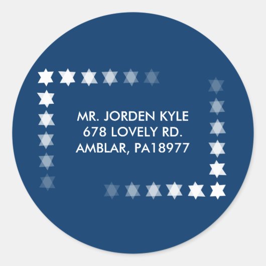 Sticker Rond Desending STARS Bar Bat mitzvah Invi Répondre auto (Devant)