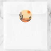 Sticker Rond Desert Cactus Sunset Silhouette  (Sac)
