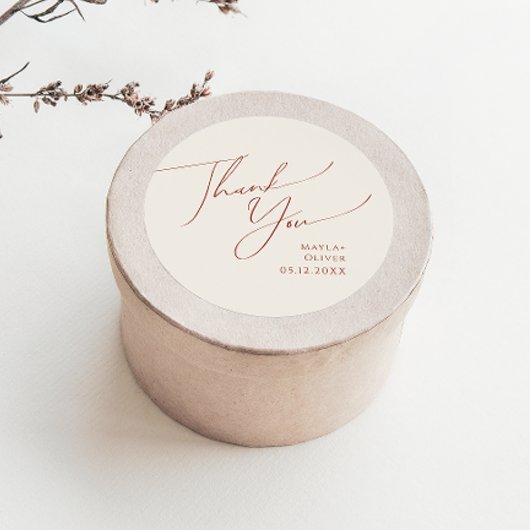 Sticker Rond Désert de Whimsical | Faveur de mariage Merci beig