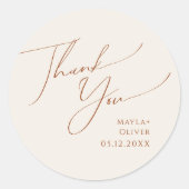 Sticker Rond Désert de Whimsical | Faveur de mariage Merci beig (Devant)