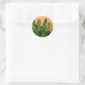 Sticker Rond Désert Prickly Pear Cactus coucher de soleil (Sac)