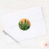 Sticker Rond Désert Prickly Pear Cactus coucher de soleil (Enveloppe)
