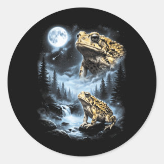Sticker Rond Desert Rain Frog Howling At Moon 90s Retro