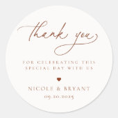 Sticker Rond Desert Sienna Minimaliste Merci Mariage (Devant)