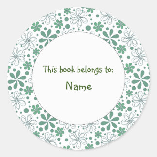 Sticker Rond Design abstrait vert élégant avec fleurs