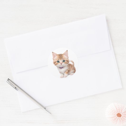 Sticker Rond Design adorable Baby Kitten (Enveloppe)