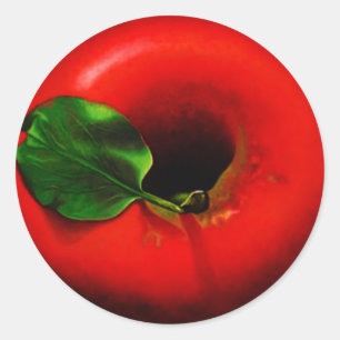 Sticker Rond Design Apple rouge