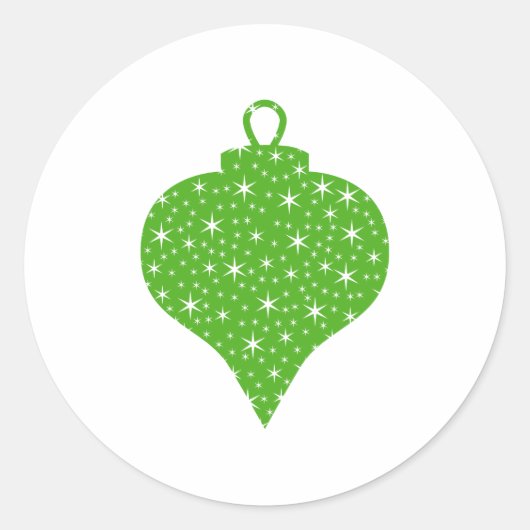 Sticker Rond Design Bauble de Noël Vert. (Devant)