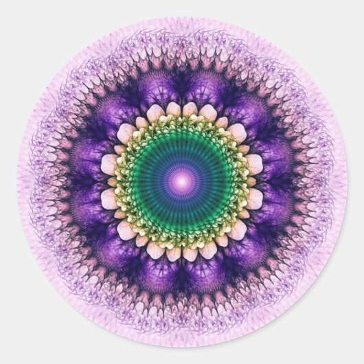 Sticker Rond Design bleu fractal naturel (Devant)