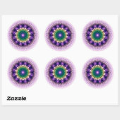 Sticker Rond Design bleu fractal naturel (Feuille)