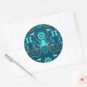 Sticker Rond Design bleu marine (Enveloppe)