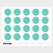 Sticker Rond Design Chic Moderne Script Turquoise Avec Amour (Feuille)