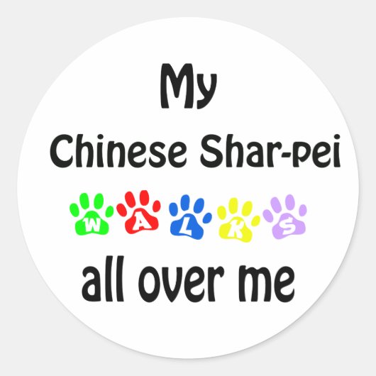 Sticker Rond Design chinois de Shar-Pei (Devant)