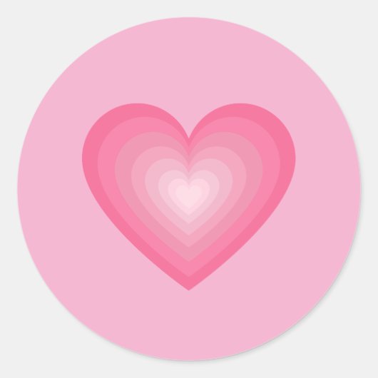 Sticker Rond Design Coeur rose Gradient - Pastel Pink Love Sign (Devant)