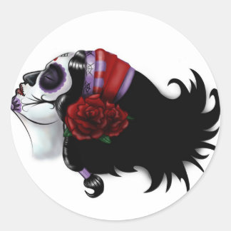 Sticker Rond Design crâne sucre