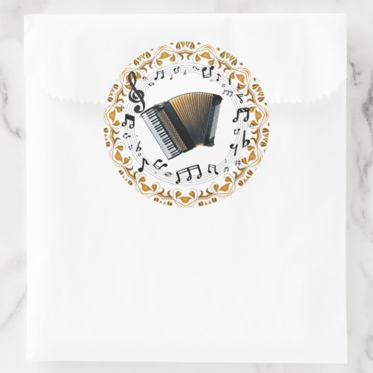 Sticker Rond Design d'accordialité en noir et or élégant (Sac)