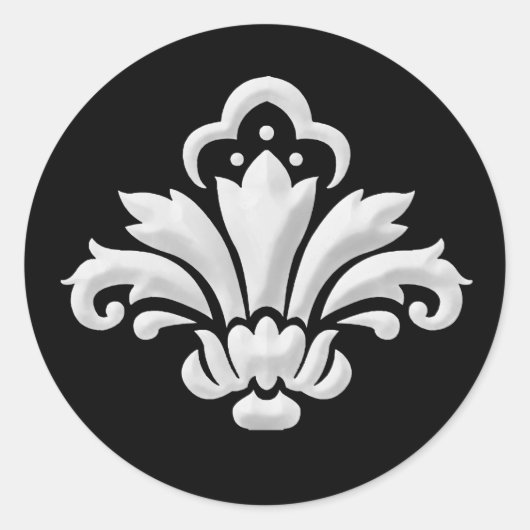 Sticker Rond Design Damask blanc sur Arrière - plan modifiable (Devant)
