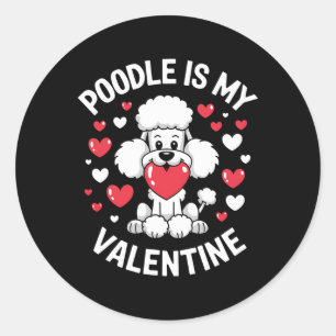 Sticker Rond Design d'amour de chiot mignon de la Saint-Valenti