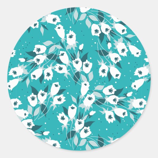 Sticker Rond Design d'art botanique Motif élégant à la fleur de (Devant)