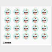 Sticker Rond Design d'art Cupcake rose (Feuille)