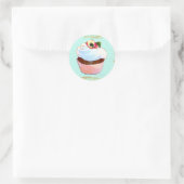 Sticker Rond Design d'art Cupcake rose (Sac)