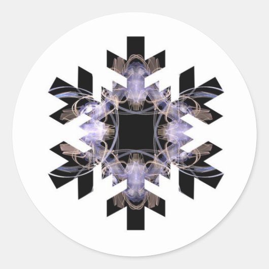Sticker Rond Design d'art fractal semblable à un flocon de neig (Devant)