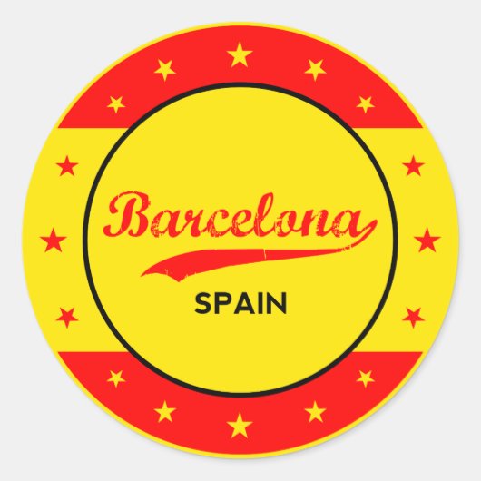 Sticker Rond Design de Barcelone avec drapeau espagnol couleurs (Devant)