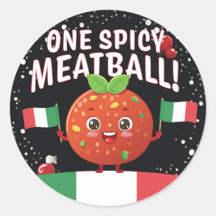 Sticker Rond Design de boulettes de viande épicées italiennes a