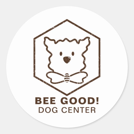 Sticker Rond Design de chien et d'abeille (Devant)