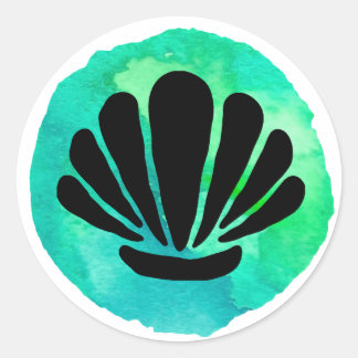 Sticker Rond Design de coquille verte