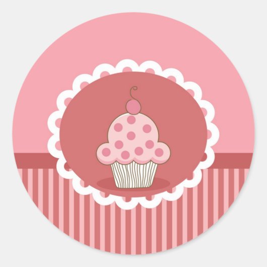 Sticker Rond Design de cupcake rose (Devant)