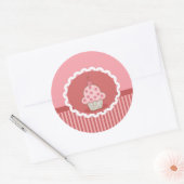 Sticker Rond Design de cupcake rose (Enveloppe)
