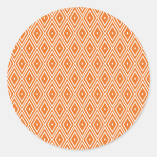 Sticker Rond Design de diamants orange et blanc