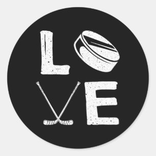 Sticker Rond Design De Hockey Amusant Hommes Enfants Hockey Sur