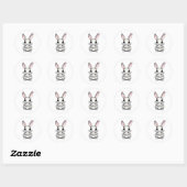 Sticker Rond Design de lapin mignon (Feuille)