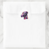 Sticker Rond Design de néon Greyhound (Sac)