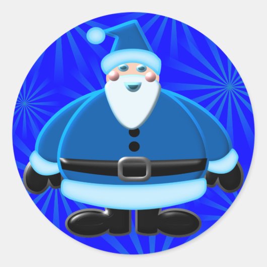 Sticker Rond Design de Noël Père Noël bleu (Devant)
