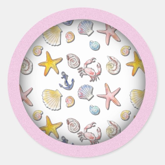 Sticker Rond Design de plage simple et agréable (Devant)