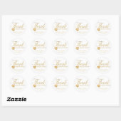 Sticker Rond Design de script blanc et or - Merci (Feuille)