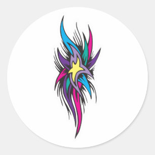 Sticker Rond Design de tatouage Star Tails
