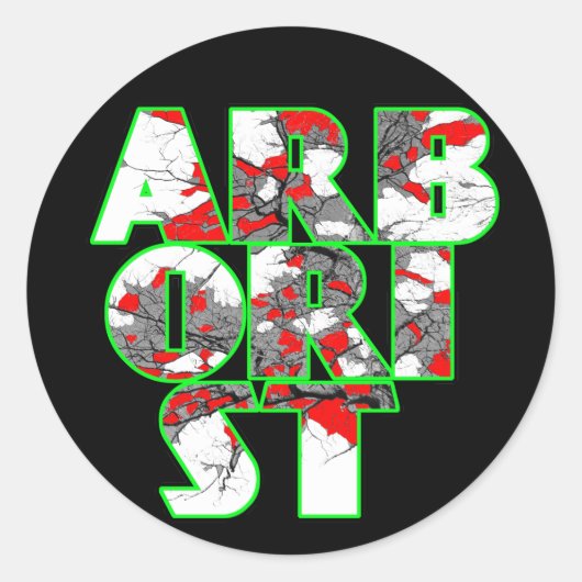 Sticker Rond Design de texte Cool arboriste vert et rouge (Devant)