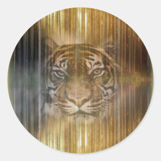 Sticker Rond Design de tigre solitaire (Devant)