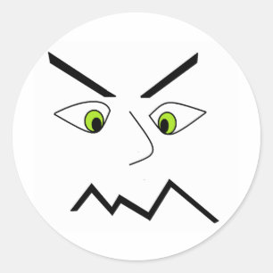 Sticker Rond Design de visage de stress grincheux